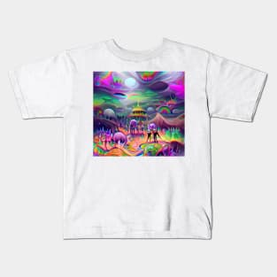 Psychedelic Alien Lands Kids T-Shirt